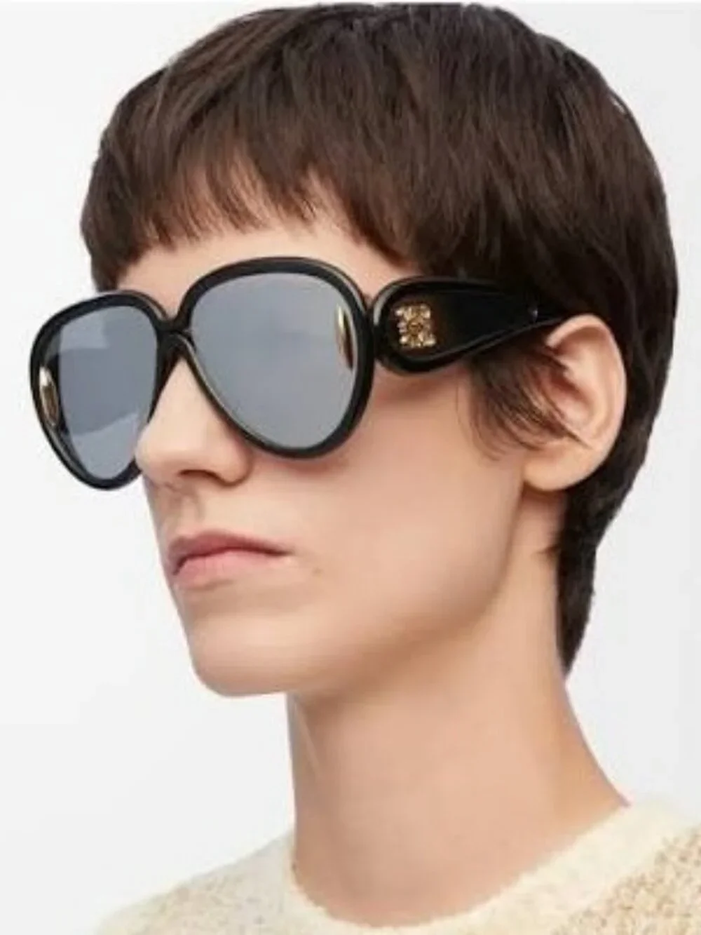 Loewe X PAULA'S IBIZA Men Sunglasses Black Silver Mirror Wave Pilot LW40132I 01C